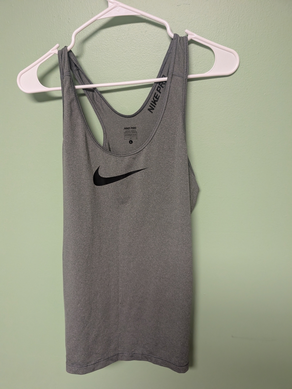 Nike Gray Racerback Performance Tank with Black Swoosh